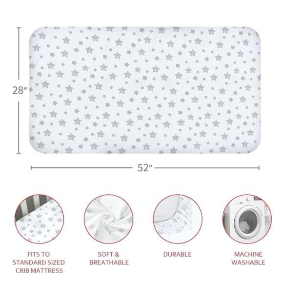 Crib Sheets for Girls 4 Pack, Fitted Crib Sheets for Standard Size Crib - Picture 3 of 14